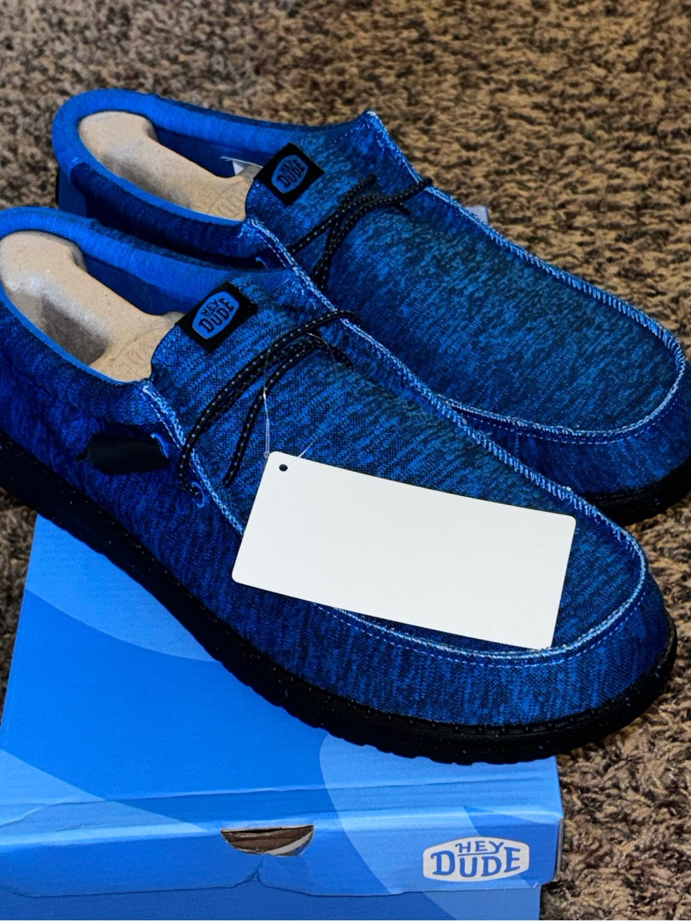 HEY DUDE WALLY SPORT KNIT MENS Size 12 Unreleased BLUE/BLACK New